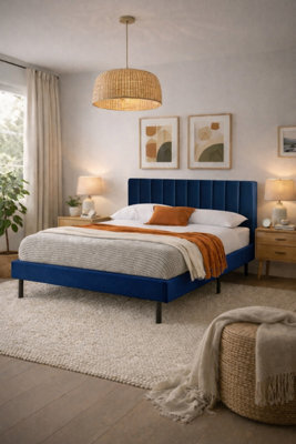 Aspire Verona Plush Velvet Bed Frame, Upholstered Platform Bed In Pink, Navy, Steel Or Cream, Single To Super King - image 1