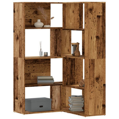 Berkfield Corner Bookcase 4-Tier Old Wood 85X85X140 Cm Engineered Wood - image 1