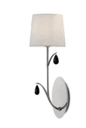 Luminosa Lighting Luminosa Andrea Wall Light, Polished Chrome, White Shades, Black Crystal Droplets