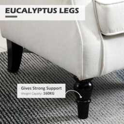 Homcom Accent Armchair Home Furniture Retro Tufted Club Wood Fabric Cream White - thumbnail 6