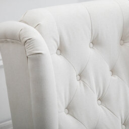 Homcom Accent Armchair Home Furniture Retro Tufted Club Wood Fabric Cream White - thumbnail 8