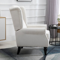 Homcom Accent Armchair Home Furniture Retro Tufted Club Wood Fabric Cream White - thumbnail 7