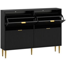 Wyld Haus Cofa Zimo 4-Drawer Ribbed Black Shoe Cabinet 24Cm Depth Gold Handles - thumbnail 2