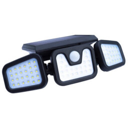 400 Lumen Motion Sensor Wall Security Light - Solar Powered Wide Angle Floodlight With 3 Heads For Garage, Front Door, Garden - thumbnail 2