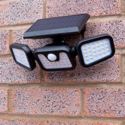 400 Lumen Motion Sensor Wall Security Light - Solar Powered Wide Angle Floodlight With 3 Heads For Garage, Front Door, Garden - thumbnail 4