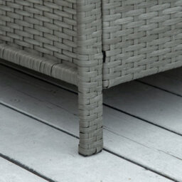 Outsunny 3 Pc Outdoor Rattan Sofa Set W/ Chairs Coffee Table Cushion Light Grey - thumbnail 9