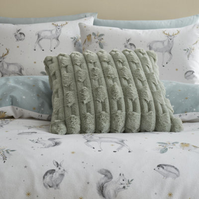 Bianca Fine Linens Bianca Carved Faux Fur Cushion Sage Green