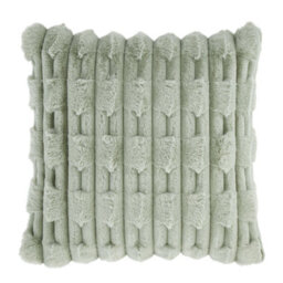 Bianca Fine Linens Bianca Carved Faux Fur Cushion Sage Green - thumbnail 4