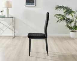 Furniturebox Uk Giovani 6 Black Dining Table & 6 Black Velvet Milan Black Leg Chairs - thumbnail 7