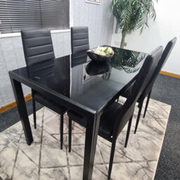 Kosy Koala Dining Table And 4 Chairs Modern Black Glass Table With 4 Black Chairs Dining Room Furniture - thumbnail 9
