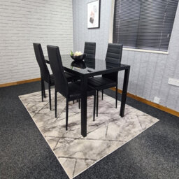 Kosy Koala Dining Table And 4 Chairs Modern Black Glass Table With 4 Black Chairs Dining Room Furniture - thumbnail 3