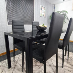 Kosy Koala Dining Table And 4 Chairs Modern Black Glass Table With 4 Black Chairs Dining Room Furniture - thumbnail 6