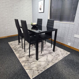 Kosy Koala Dining Table And 4 Chairs Modern Black Glass Table With 4 Black Chairs Dining Room Furniture - thumbnail 7