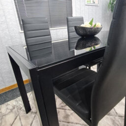Kosy Koala Dining Table And 4 Chairs Modern Black Glass Table With 4 Black Chairs Dining Room Furniture - thumbnail 4