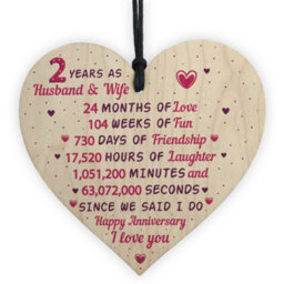 Red Ocean 2Nd Wedding Anniversary Gift Wooden Heart Cotton Second Wedding Anniversary Gift For Her - thumbnail 1