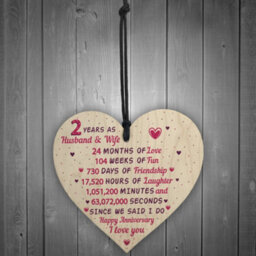 Red Ocean 2Nd Wedding Anniversary Gift Wooden Heart Cotton Second Wedding Anniversary Gift For Her - thumbnail 2