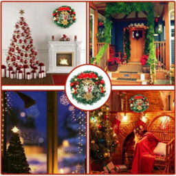 Christmas Wreath For Front Door Garland Christmas Xmas Ball Decor Outdoor 30Cm - thumbnail 3