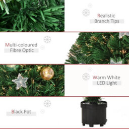 Homcom 2Ft Pre-Lit Artificial Fibre Optic Christmas Xmas Tree Lights Decoration - thumbnail 8