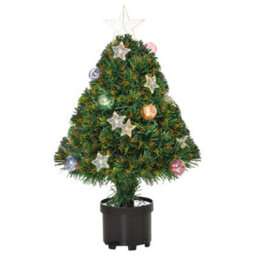 Homcom 2Ft Pre-Lit Artificial Fibre Optic Christmas Xmas Tree Lights Decoration - thumbnail 2