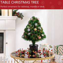 Homcom 2Ft Pre-Lit Artificial Fibre Optic Christmas Xmas Tree Lights Decoration - thumbnail 6