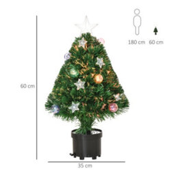 Homcom 2Ft Pre-Lit Artificial Fibre Optic Christmas Xmas Tree Lights Decoration - thumbnail 3