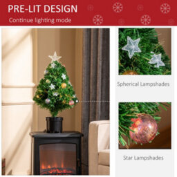 Homcom 2Ft Pre-Lit Artificial Fibre Optic Christmas Xmas Tree Lights Decoration - thumbnail 5