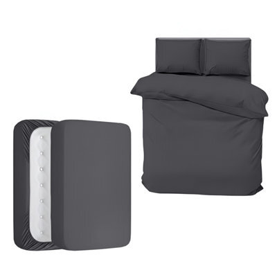 Aspire Homeware Grey Duvet Cover Set, Soft Microfiber & Reversible, Double (L)200Cm X (W)200Cm - image 1