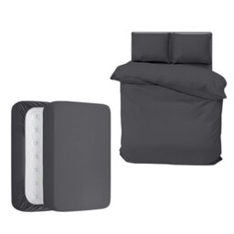 Aspire Homeware Grey Duvet Cover Set, Soft Microfiber & Reversible, Double (L)200Cm X (W)200Cm - thumbnail 1