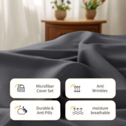 Aspire Homeware Grey Duvet Cover Set, Soft Microfiber & Reversible, Double (L)200Cm X (W)200Cm - thumbnail 3