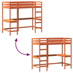 Berkfield Loft Bed Without Mattress Wax Brown 90X190 Cm Single Solid Wood Pine - thumbnail 7