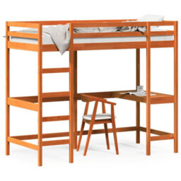 Berkfield Loft Bed Without Mattress Wax Brown 90X190 Cm Single Solid Wood Pine - thumbnail 2