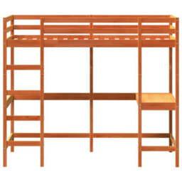 Berkfield Loft Bed Without Mattress Wax Brown 90X190 Cm Single Solid Wood Pine - thumbnail 4