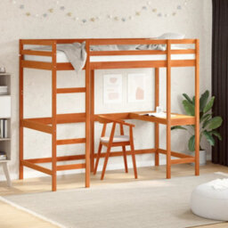 Berkfield Loft Bed Without Mattress Wax Brown 90X190 Cm Single Solid Wood Pine - thumbnail 1