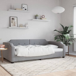 Berkfield Day Bed Light Grey 90X190 Cm Fabric - thumbnail 1
