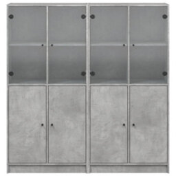 Berkfield Bookcase With Doors Concrete Grey 136X37X142 Cm Engineered Wood - thumbnail 7
