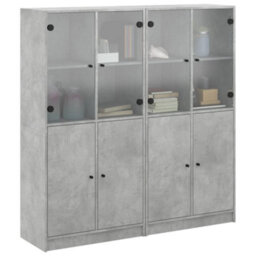 Berkfield Bookcase With Doors Concrete Grey 136X37X142 Cm Engineered Wood - thumbnail 4