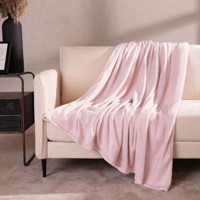 Ohs Ultra Soft Blanket Throw Warm Flannel Fleece - Blush, 120 X 150 Cm - image 1