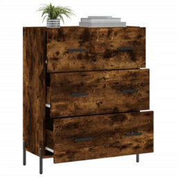 Berkfield Sideboard Smoked Oak 69.5X34X90 Cm Engineered Wood - thumbnail 4