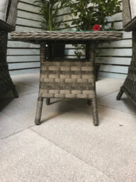 Signature Weave Mia Wicker Lounge Arm Chair & Footstool Side Table Set Grey - thumbnail 2