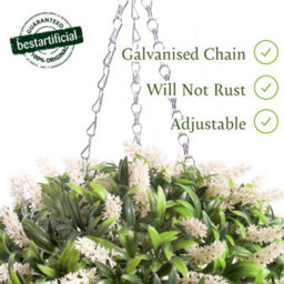 Best Artificial 38Cm White Lush Lavender Hanging Basket Flower Topiary Ball - Suitable For Outdoor Use - Weather & Fade Resistant - thumbnail 3