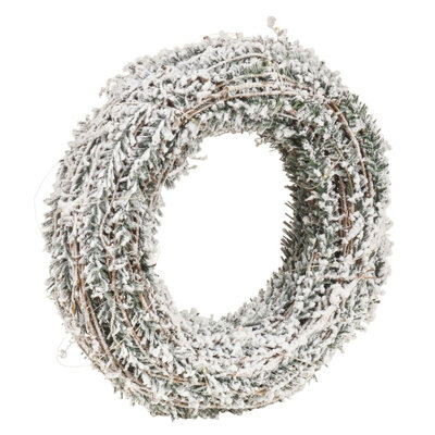 Urbn-Living Urbnliving Led 30 Cm Light Up Festive Decorative Snowy Christmas Rattan With Snowy Faux Pine Leaves Wall Door Wreath Pre Lit - image 1