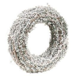 Urbn-Living Urbnliving Led 30 Cm Light Up Festive Decorative Snowy Christmas Rattan With Snowy Faux Pine Leaves Wall Door Wreath  Pre Lit