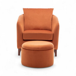 Velvet Orange Angela Accent Tub Chair With Ottoman - thumbnail 2