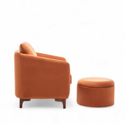 Velvet Orange Angela Accent Tub Chair With Ottoman - thumbnail 3