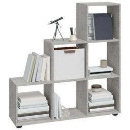 Berkfield Staircase Bookcase Concrete Grey 107 Cm Engineered Wood - thumbnail 3