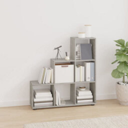 Berkfield Staircase Bookcase Concrete Grey 107 Cm Engineered Wood - thumbnail 1