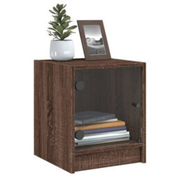 Berkfield Bedside Cabinet With Glass Door Brown Oak 35X37X42 Cm - thumbnail 4