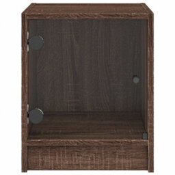 Berkfield Bedside Cabinet With Glass Door Brown Oak 35X37X42 Cm - thumbnail 6