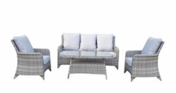 Signature Weave Sarah Grey Wicker 5 Seater Sofa Arm Chair Coffee Table Set - thumbnail 1