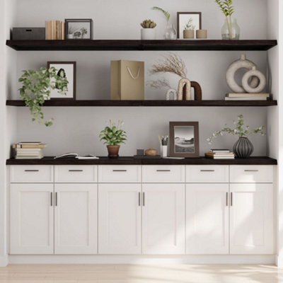 Berkfield Wall Shelf Dark Brown 200X60X(2-4) Cm Treated Solid Wood Oak - image 1
